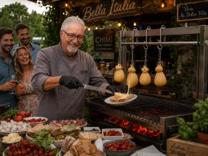 Cacciocarvallo vom Grill, immer wieder ein Eyecatcher und geschmacklich ein Höhepunkt auf unserem Bella Italia Catering. Natürlich kommt dieser Käse aus Italien