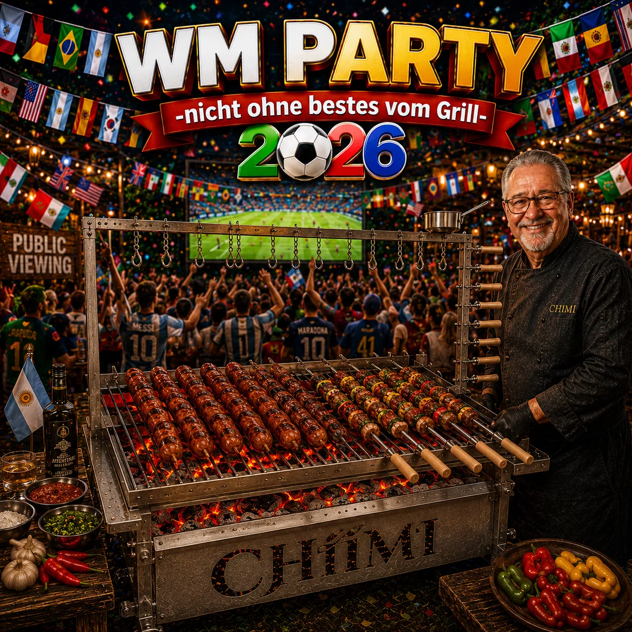 Grillcatering WM 2026 bei Ihrer Fussballparty, Firmenfeier Public Viewing