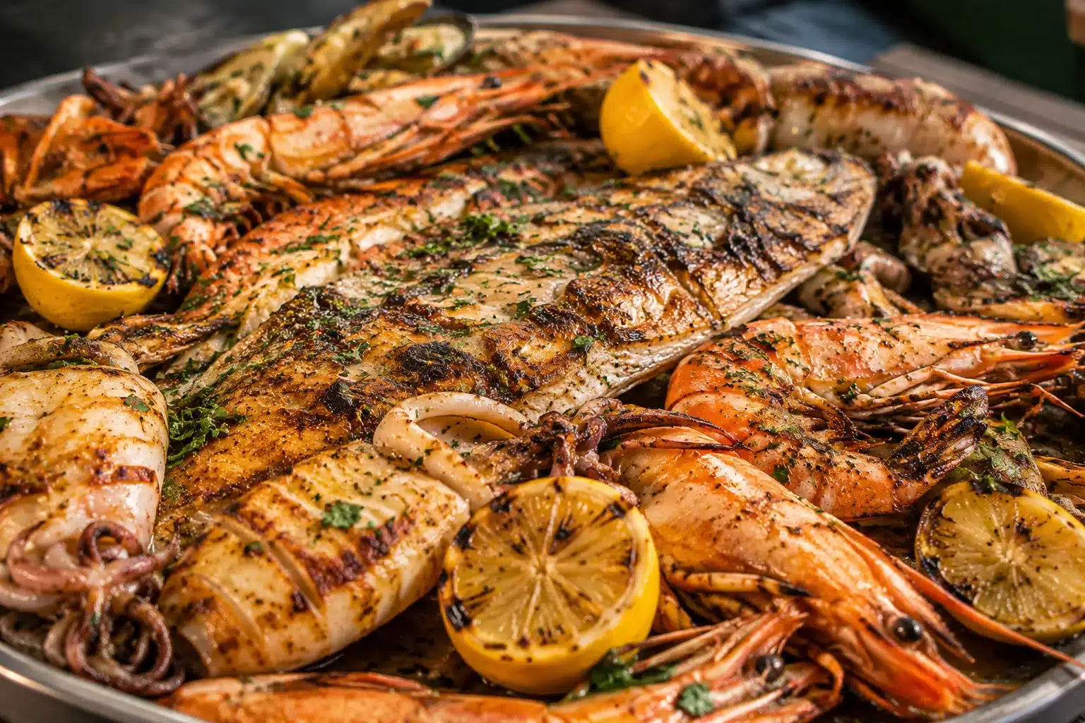 Grigliata di Pesce by chimigrillt live auf dem grill zubereitet, typisch italienische speisen aus dem meer bei ihnen
