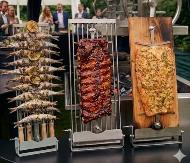Feueruschale Bestückung mit Lachs, rippchen und sardinen