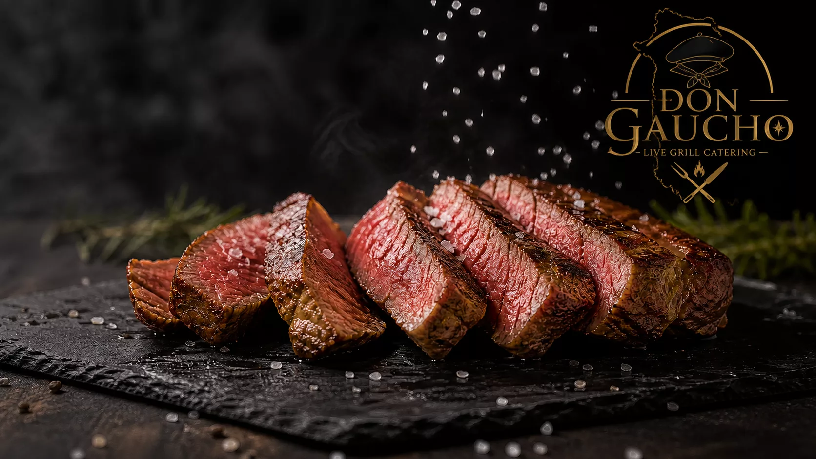 Argentinisches Rumpsteak vom Grill beim Catering