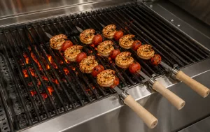 Unsere Grilldolche, mit Portionen für 2 oder 3 Personen je nach Bestückung mit Garnelen, Fleisch oder vegetarisch. Alles nach Absprache