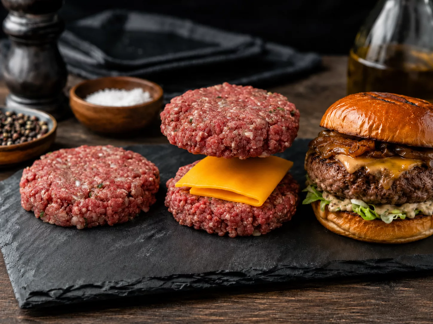 frische Burger Pattys, die wir auch gefüllt anbieten. wir machen 150-200-300-400g plus burger, allemal lecker und mit besten Zutaten frisch produziert und zubereitet