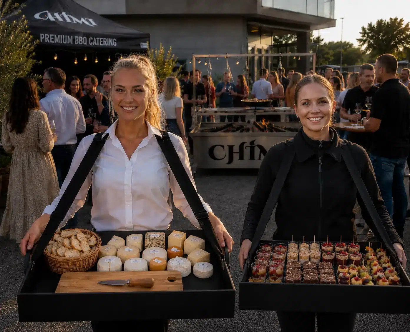 Unser Walk Around Service. Wir gehen auf die Gäste zu und kredenzen bequem Fingerfood, Desserts oder einen kleinen Gruß aus der Küche