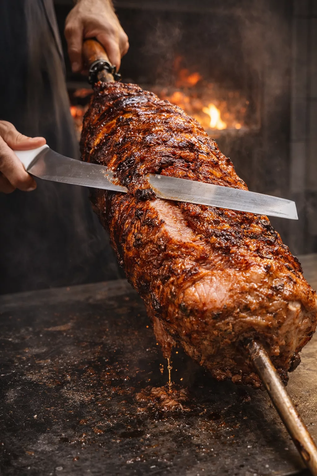 schweinenacken vom drehspieß