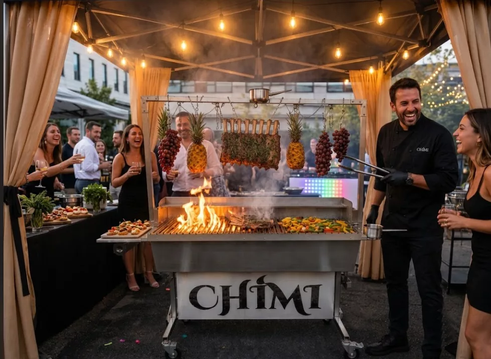Was schafft gute Laune auf einer Grillparty ? Gute Speisen vom Grill und zuschauen, wie diese zubereitet werden