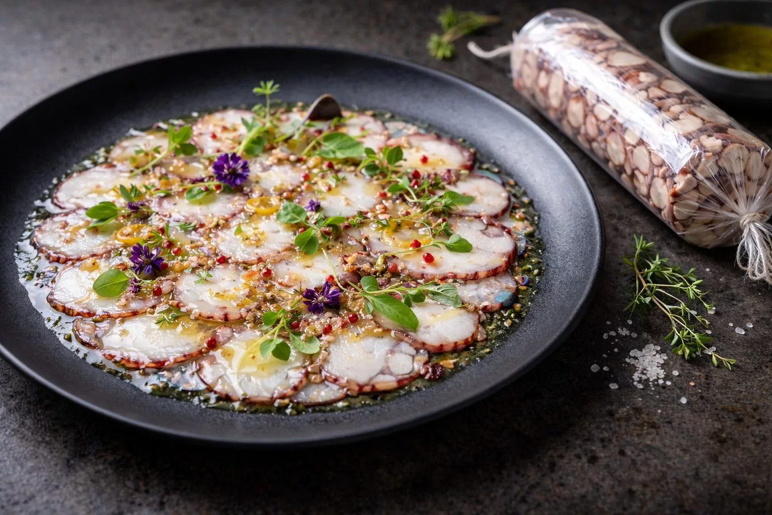 Oktopus in dünnen Scheiben