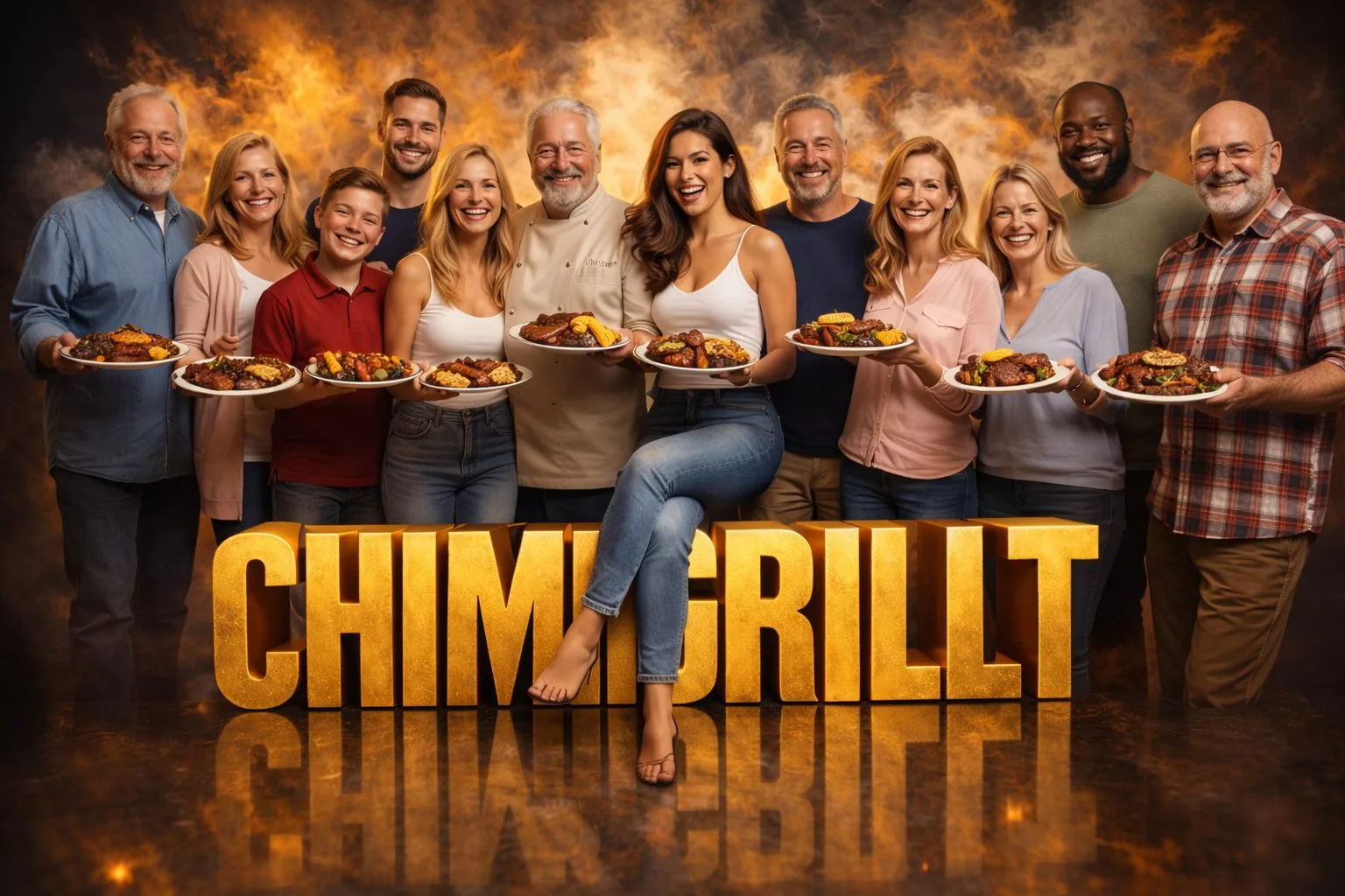 Partygäste mit tollen Grillgerichten