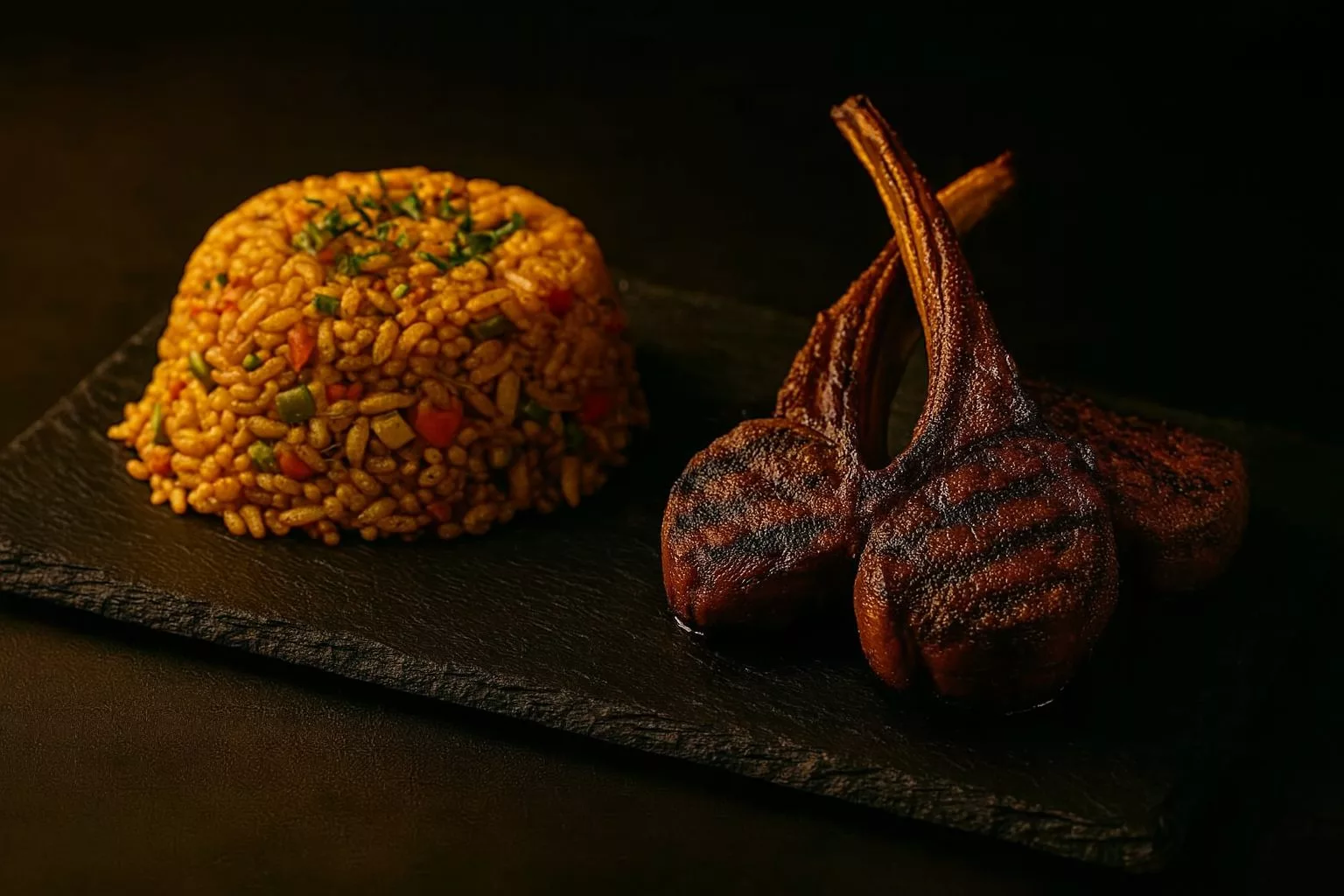 lamm koteletts mit orientalischem reis