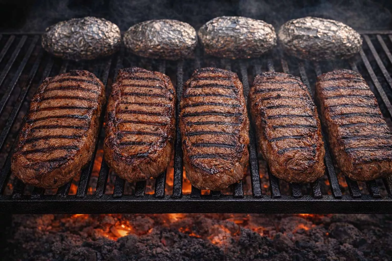 Saftige argentiniesche Steaks mit Folienkartoffeln