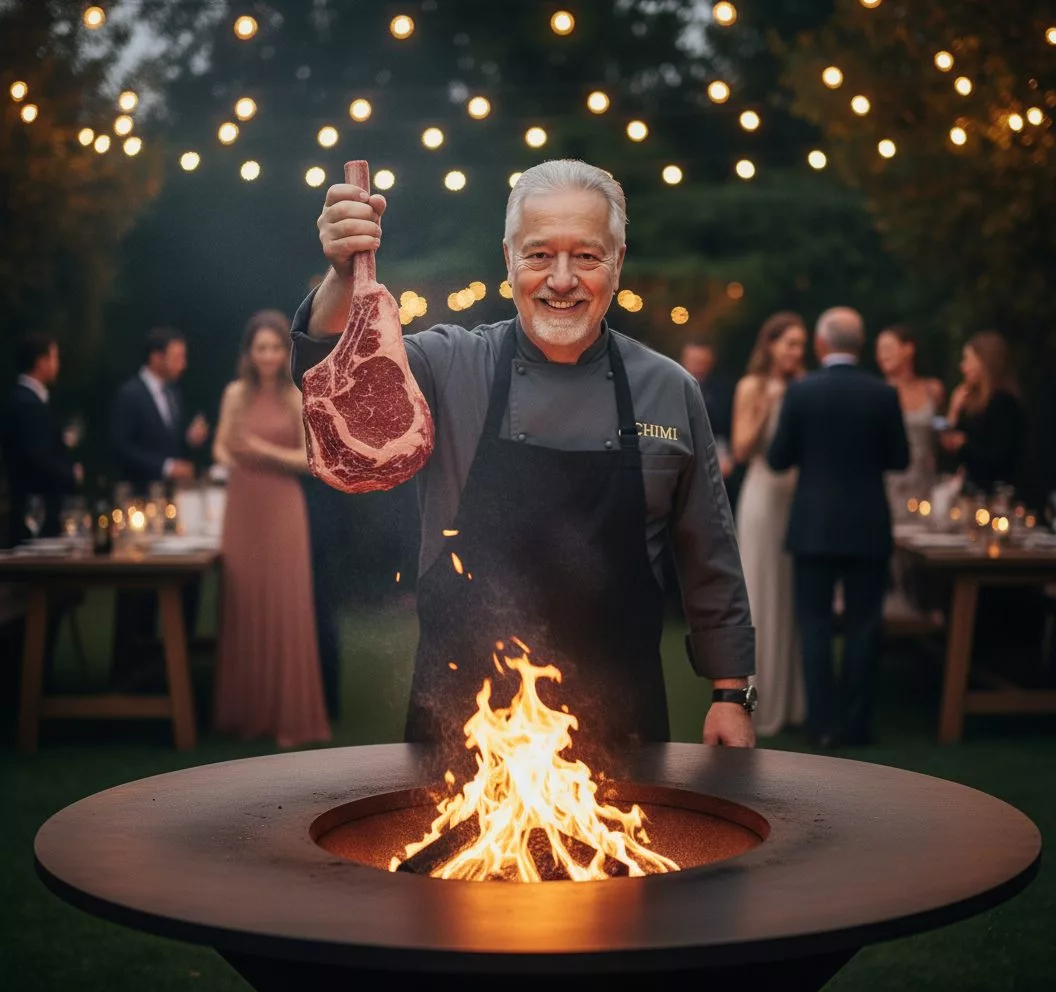 fuerplatten grill mit flamme