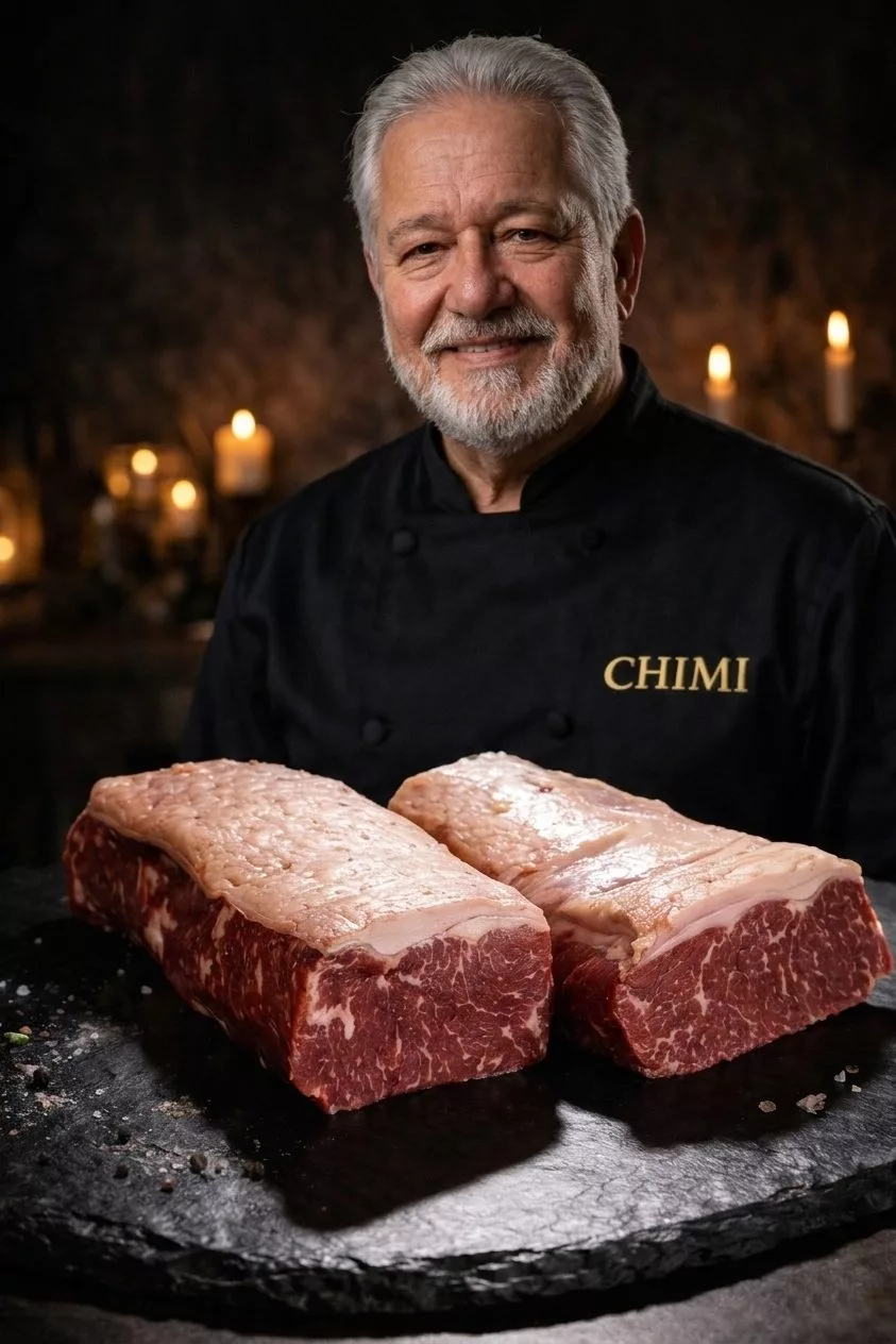 pariertes argentinisches rumpsteak wird präsentiert, bevor wie es für die Gäste zubereiten