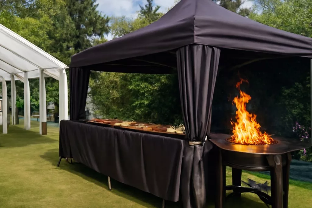 Catering Zelt mit Feuerplatte